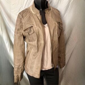 Women's Jou Jou faux leather jacket, tan, size M